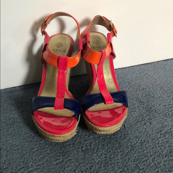 Isola Colorful Espadrille Wedges Size 7.5 - Picture 2 of 3